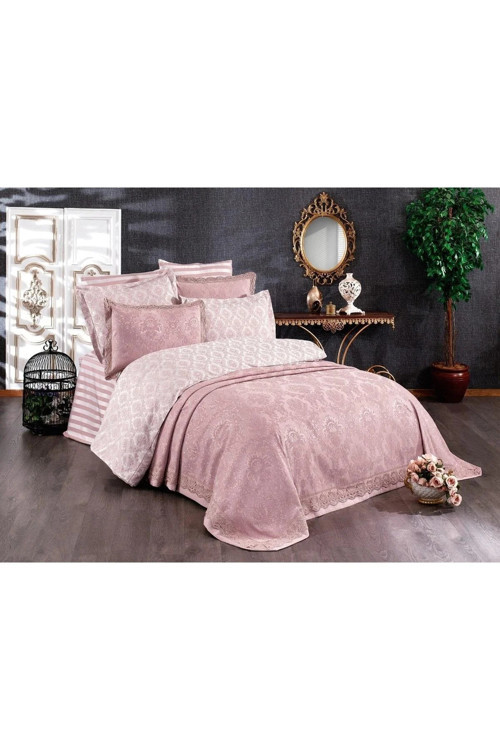 Diva Jakar Dantelli Bambu Nevresimli Pudra Gelin Seti Battal Boy 9 Parça 1218