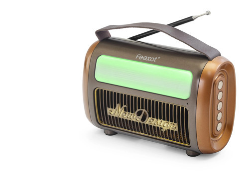 Bluetooth Nostaljik Fm Radyo Usb Tf Aux Rgb Taşınabilir Hoparlör (FX2511B Kahverengi)