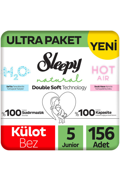 Natural Double Soft Ultra Paket Külot Bez 5 Numara Junior 156 Adet