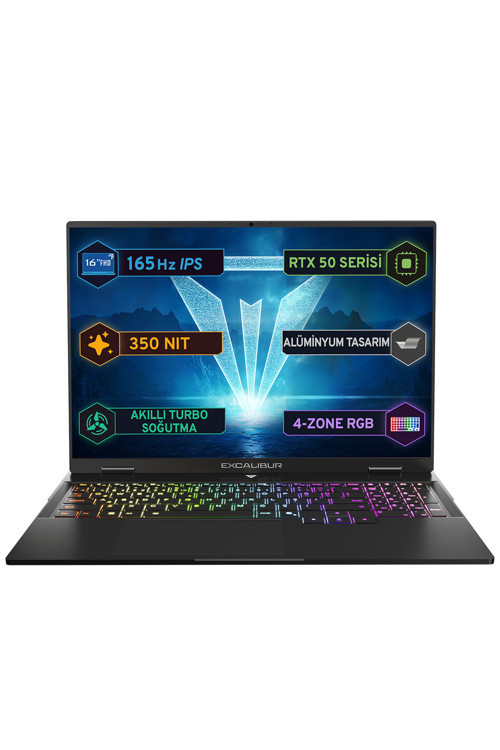 Excalibur G915 Intel Core 7-240H 32GB 2TB RTX5060 165HZ 16" Freedos Gaming Laptop G915.240H-DX60X-C