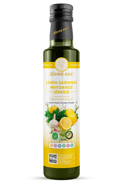 Limon Sarımsak Maydanoz Sirkesi Doğal Fermantasyon Lemon Garlic Parsley Vinegar 500 Ml