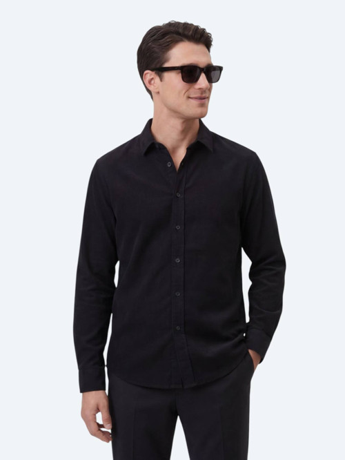 Siyah Regular Fit Dokuma Casual %100 Pamuk Gömlek