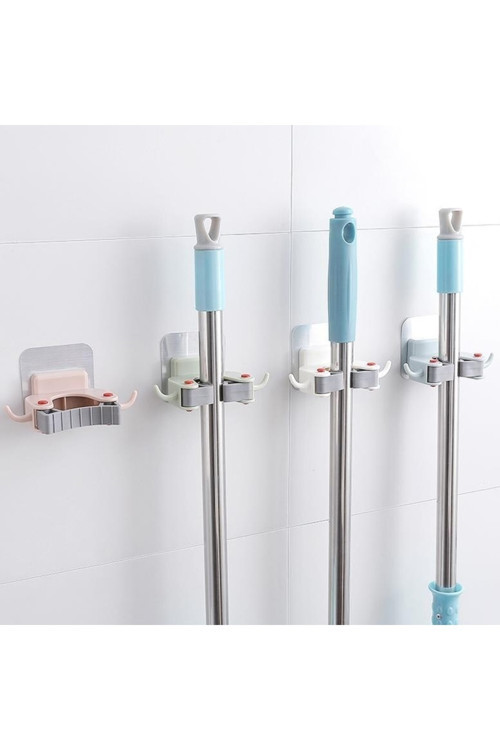 3 Adet Mop Fırça Askı Aparatı Paspas Süpürge Fırça Ve Mop Askısı Sap Tutucu Mutfak Banyo Askı