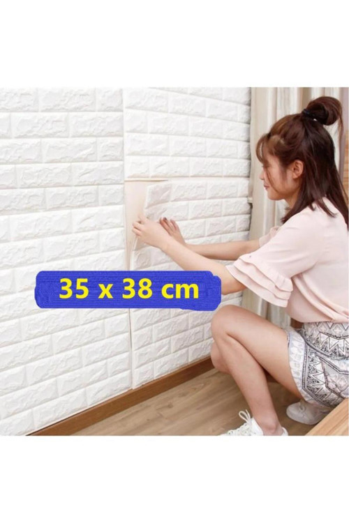35x38cm Silinebilir Beyaz Kendinden Yapışkanlı Duvar Kağıdı Esnek Köpük Panel 3d Boyut Tuğla Desen