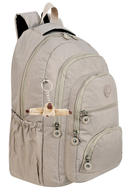 5 Bölmeli Lüx Krinkıl Kumaş Lise Ve Ortaokul Sırt Çantası + Maymun Anahtarlık Hediyeli