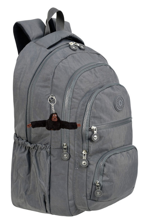 5 Bölmeli Lüx Krinkıl Kumaş Lise Ve Ortaokul Sırt Çantası + Maymun Anahtarlık Hediyeli