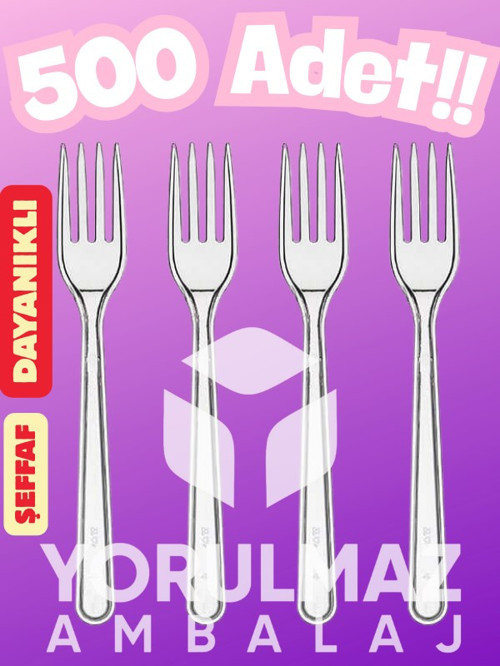 🍽️ 🍴 🍴 Şeffaf Plastik Çatal 500 Adet – Dayanıklı ve Hijyenik Kullan-At Çatal
