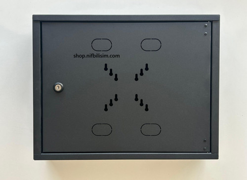 İki Yönlü Kilitli Metal Pano Hareketli Raf Kayıt Cihazı Panosu DVR BOX 45cmx35cmx10cm Siyah