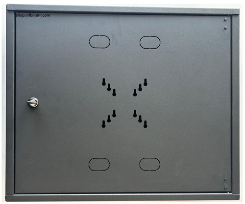 İki Yönlü Kilitli Metal Pano Hareketli Raf Kayıt Cihazı Panosu DVR BOX 55cmx45cmx15cm Siyah