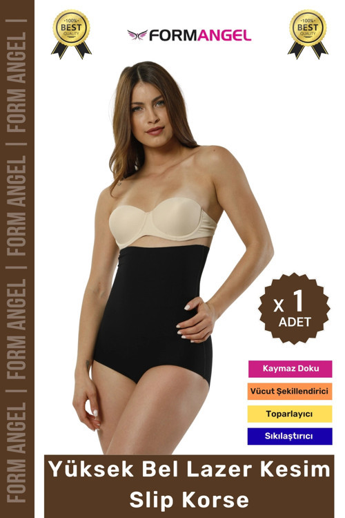 #Korse 2 Beden İncelten Lazer Kesim İz Göstermeyen Kaymaz Toparlayıcı Yüksek Bel Slip Korse - 1 Adet