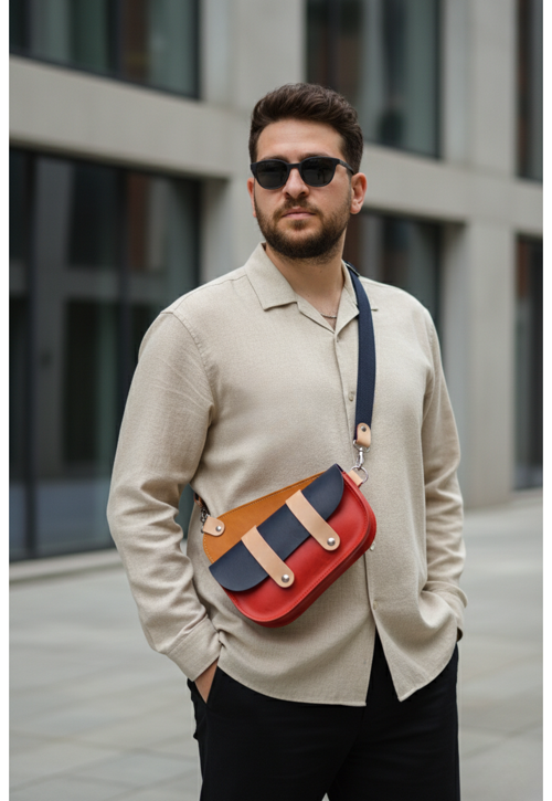 Hakiki Deri Omuz Çantası – Pueblo Deri Saddle Bag – Unisex Çapraz Çanta
