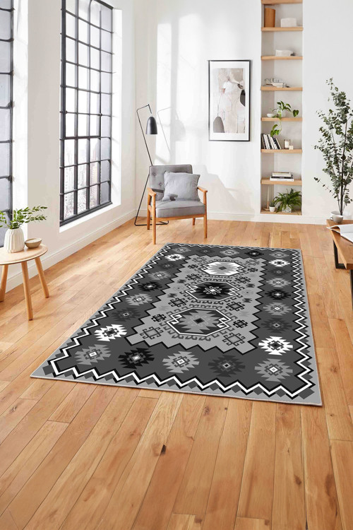 Baskılı Etnik Otantik Desen Yıkanabilir Kaymaz Taban Yolluk Mutfak Salon Halısı