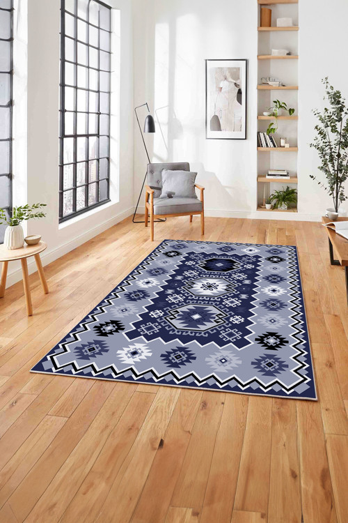 Baskılı Etnik Otantik Desen Yıkanabilir Kaymaz Taban Yolluk Mutfak Salon Halısı