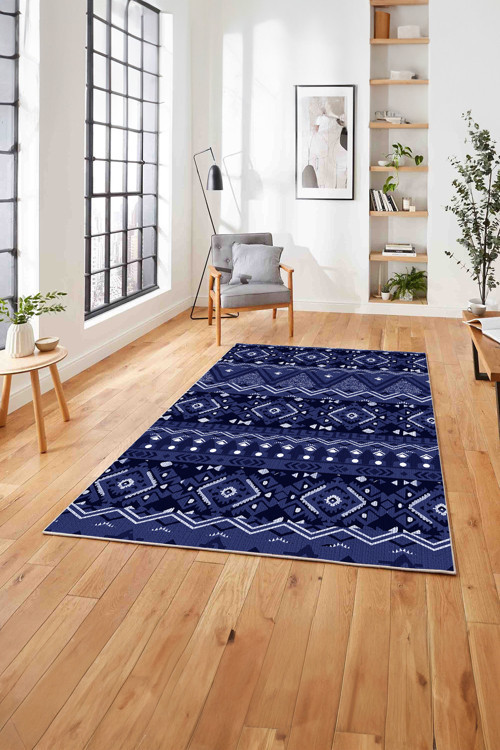 Baskılı Etnik Geometrik Modelli Yıkanabilir Kaymaz Taban Yolluk Mutfak Salon Halısı
