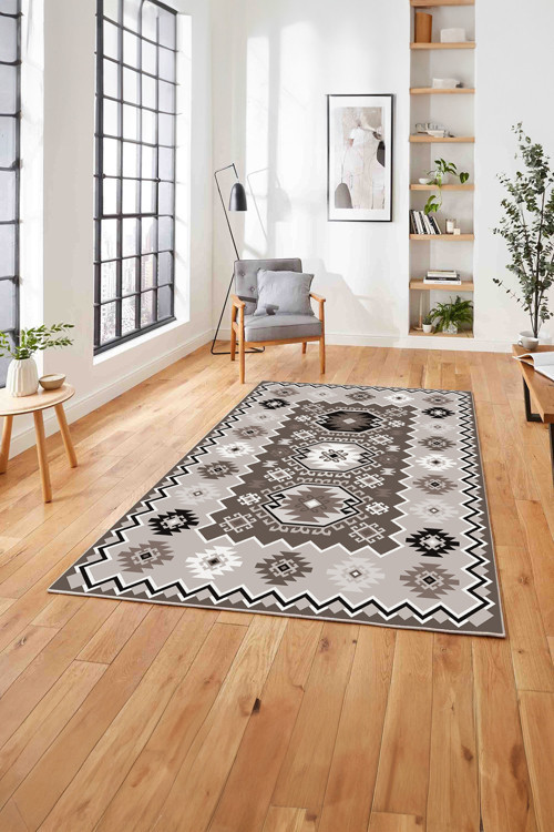 Baskılı Etnik Otantik Desen Yıkanabilir Kaymaz Taban Yolluk Mutfak Salon Halısı