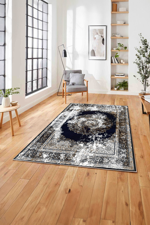 Klasik Çerçeveli Eskitme Model Yıkanabilir Kaymaz Taban Yolluk Mutfak Salon Halısı