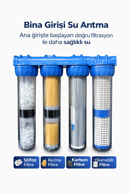 Apartman Girişi Koku, Çamur, Tortu ve Yüksek Kireç Önleyici Su Arıtma Cihazı