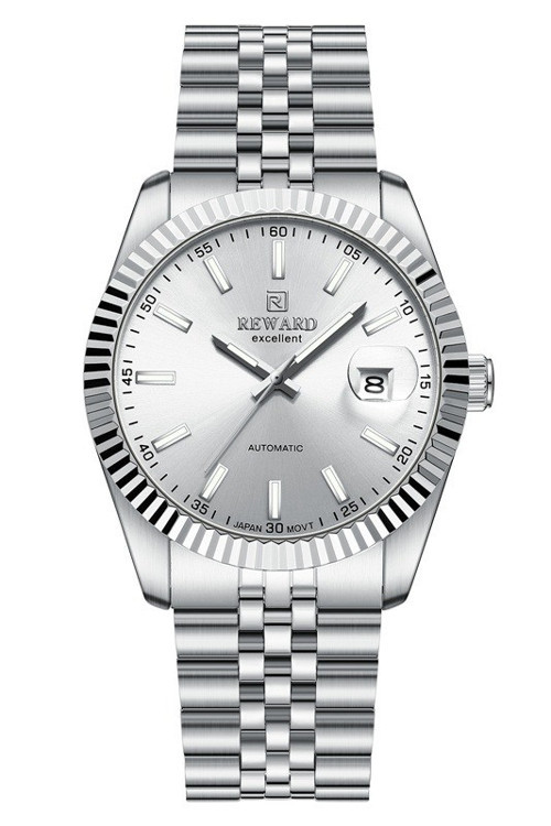 Excellent RWA144333 Beyaz Kadran Tırtıklı Bezel Otomatik Çelik Erkek Kol Saati