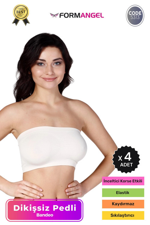 #Bandeo Seamless Toparlayıcı Kadın Basic Örme Dikişsiz Pedli Bandeo Büstiyer - 4 Adet
