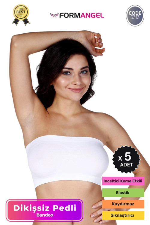 #Bandeo Seamless Toparlayıcı Kadın Basic Örme Dikişsiz Pedli Bandeo Büstiyer - 5 Adet