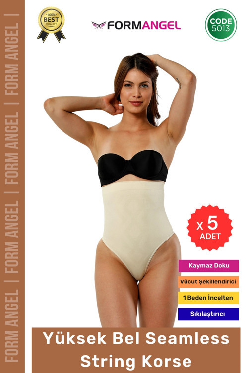 #Korse Seamless Dikişsiz Toparlayıcı Vücut Şekillendiren Kaymaz Yüksek Bel String Korse - 5 Adet