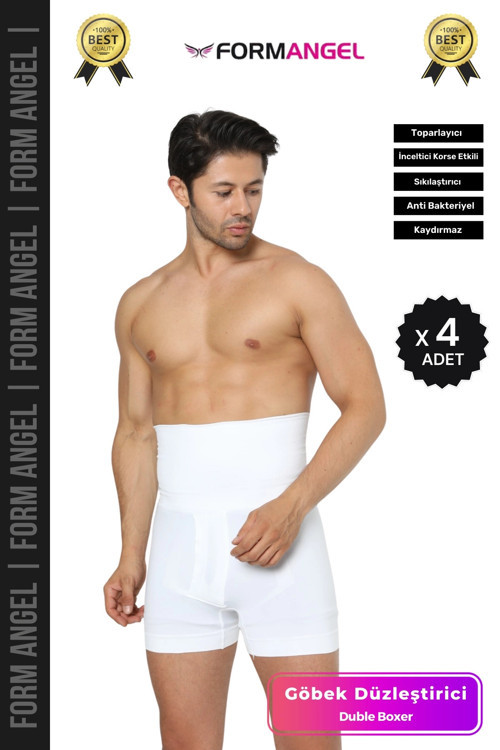 #BoxerKorse Göbek Düzleştirici Bel Basen Toparlayıcı Sıkılaştırıcı Duble Erkek Boxer Korse - 4 Adet