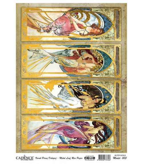 Desenli Altın Varak Pirinç Dekoapaj Kağıdı - Model 003
