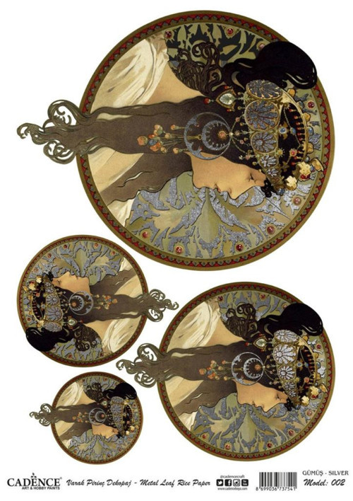 Desenli Gümüş Varak Pirinç Dekoapaj Kağıdı - Model 002