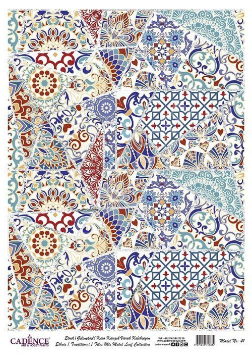 Desenli Gümüş Varak Pirinç Dekoapaj Kağıdı - Model 041
