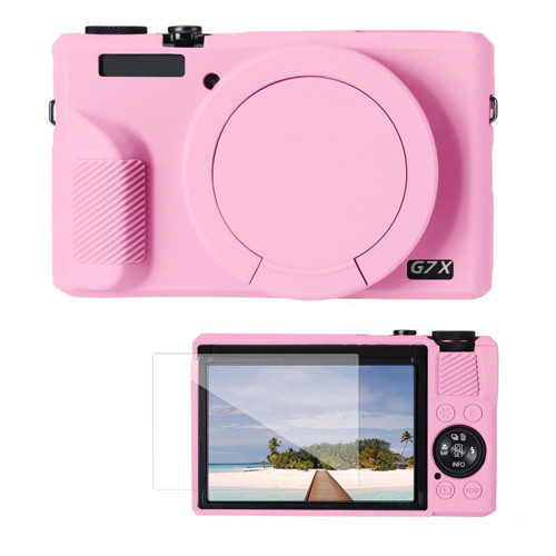 K&F Canon G7X Mark III Uyumlu Silikon Kılıf + Ekran Koruyucu / Pembe