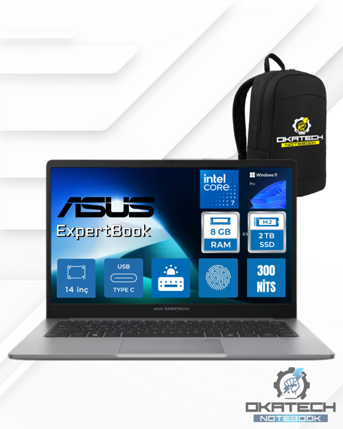 EXPERTBOOK P1 P1403CVA INTEL® CORE™ 7 240H 8GB DDR5 2 TB SSD 14''FHD 300NITS WİN11PRO TAŞINABİLİR BİLGİSAYAR C716512G0D0