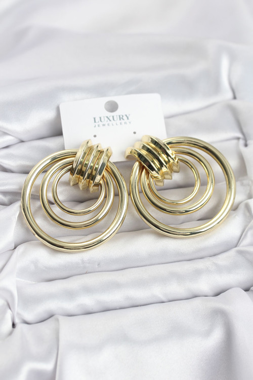 Pirinç Gold Renk Halka Model Vintage Kadın Küpe