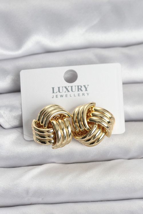 Pirinç Sarmal Gold Renk Kadın Küpe