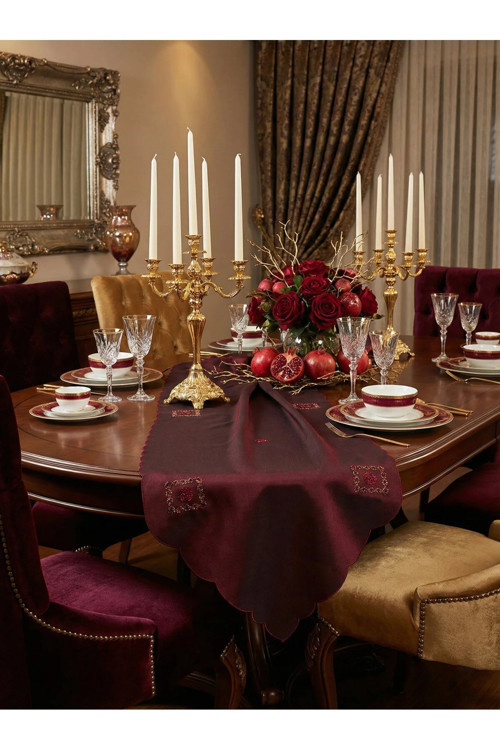 Bordo Menekşe Runner 40 x 140 Cm 1513