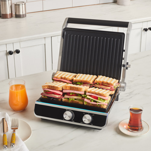 Nova Grill 6 Dilim Kapasiteli Inox Gövdeli Zaman Ayarlı Izgara ve Tost Makinesi 2000W