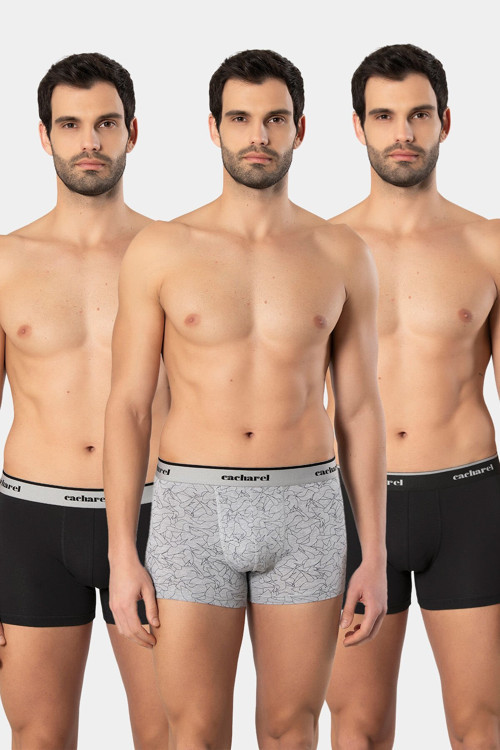 Erkek Desenli Likrali Boxer 3'lü Paket