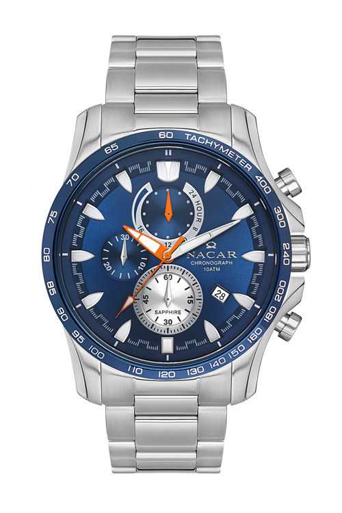 SAFİR CAM SPOR GÜMÜŞ - MAVİ ERKEK KOL SAATİ NC08-290023-ALM