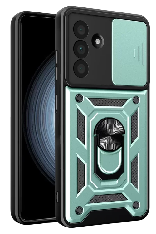 Samsung Galaxy A57 5G Pars Lens Yüzüklü Silikon - Yeşil
