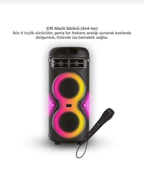 RGB Işıklı Mikrofonlu kablosuz Bluetooth TWS Hoparlör