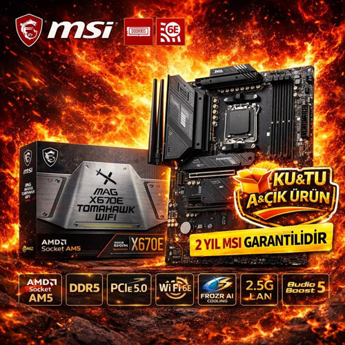 MAG X670E TOMAHAWK WIFI AM5 DDR5 WiFi 6E PCIe 5.0 Gaming Anakart ATX