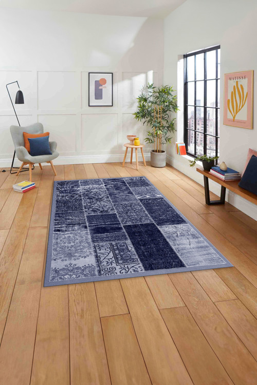 Baskılı Patchwork Otantik Model Yıkanabilir Kaymaz Taban Yolluk Mutfak Salon Halısı