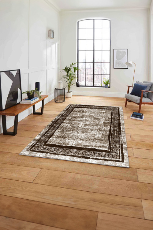 Çerçeveli Otantik Desen Detaylı Yıkanabilir Kaymaz Taban Yolluk Mutfak Salon Halısı