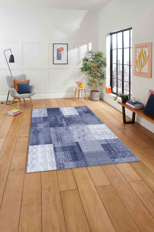 Baskılı Patchwork Dekoratif Yıkanabilir Kaymaz Taban Yolluk Mutfak Salon Halısı