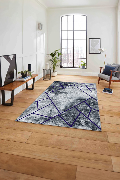 Baskılı Mermer Geometrik Desenli Kaymaz Taban Yıkanabilir Yolluk Mutfak Salon Halısı