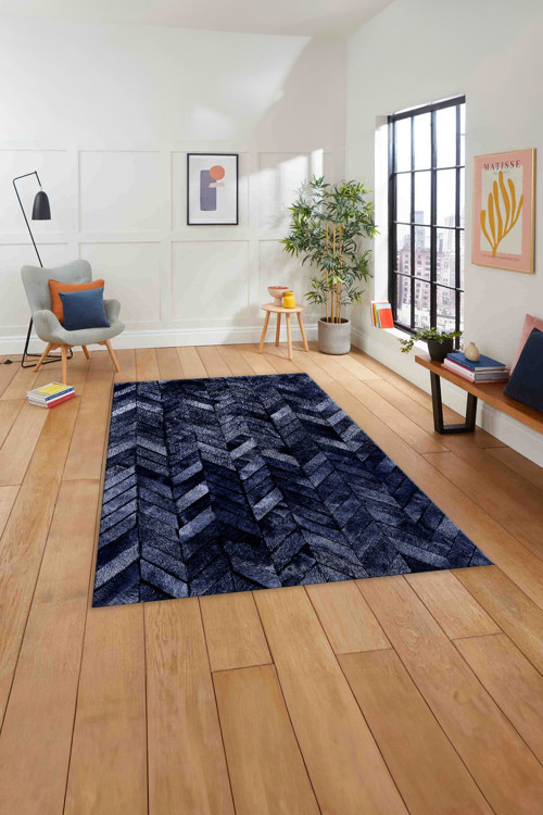Baskılı Patchwork Çizgili Yıkanabilir Kaymaz Taban Yolluk Mutfak Salon Halısı