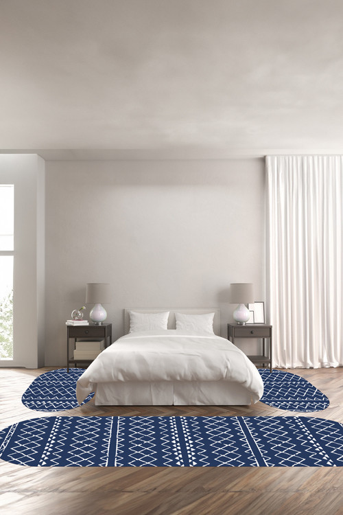 Dijital Kaymaz Taban Yıkanabilir İskandinav Modern Sade Oval Üçlü Yatak Odası
