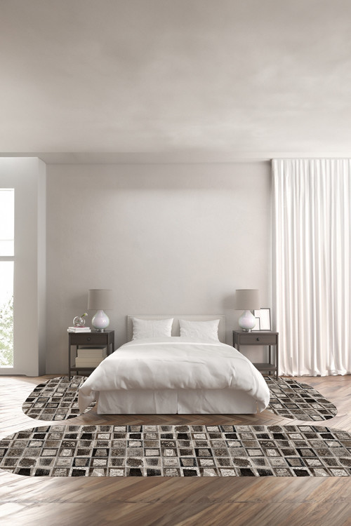 Baskılı Kaymaz Taban Yıkanabilir Patchwork Yama Modeli Oval Üçlü Yatak Odası