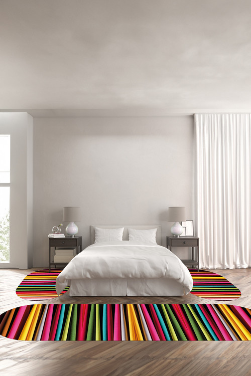 Baskılı Kaymaz Taban Yıkanabilir Modern Sade Modelli Oval Üçlü Yatak Odası