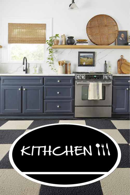 Baskılı Sade Modern Kitchen Yazılı Yıkanabilir Kaymaz Taban Yuvarlak Mutfak Halısı