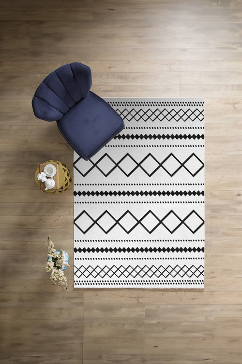 Dijital Baskılı Sade Kilim Motifli Yıkanabilir Kaymaz Taban Yolluk Mutfak Salon Halısı